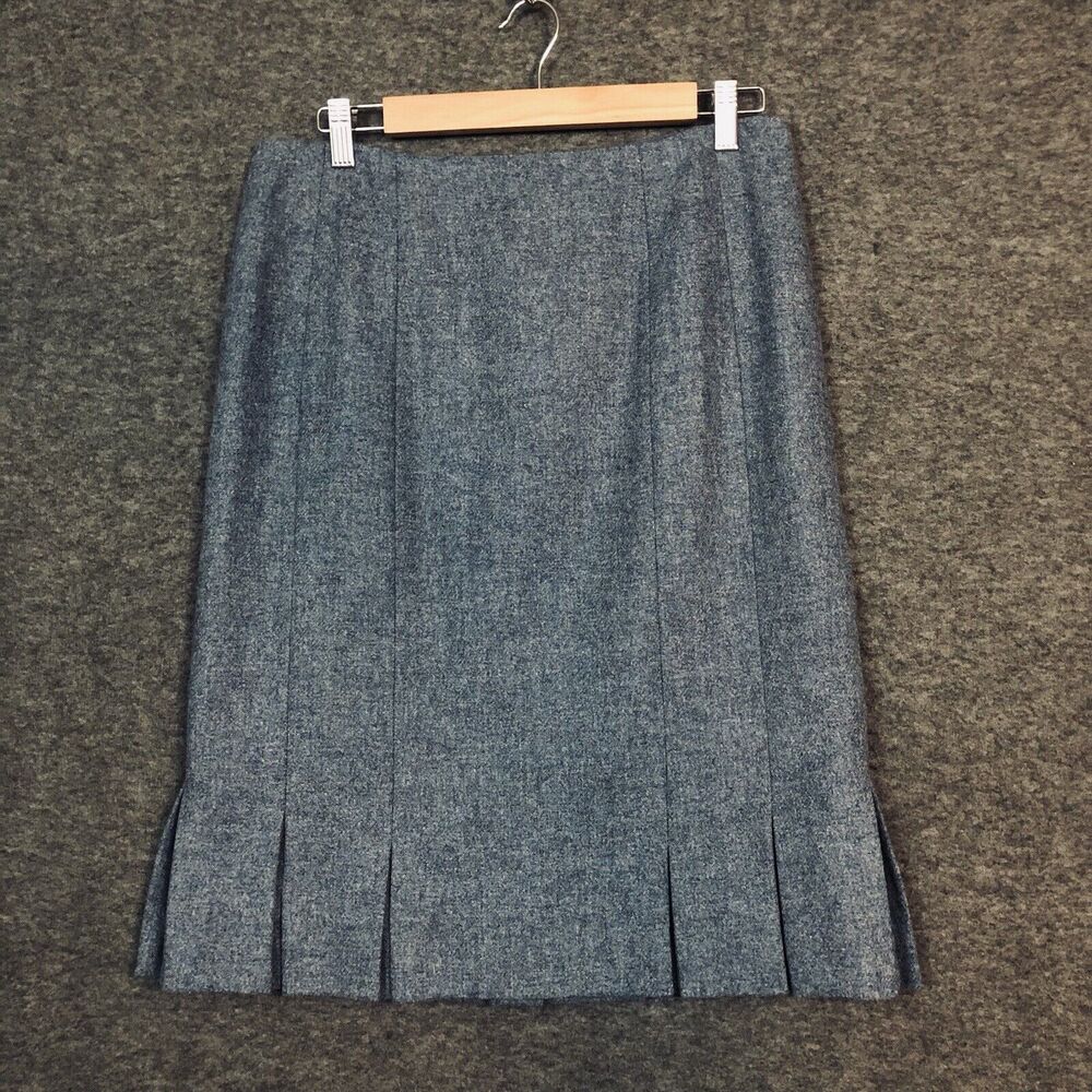 Talbots Tweed Skirt Womens 8 Wool Pleated A-Line Flare Career Back Zip Preppy